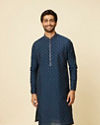 Dark Blue Self Motif Kurta Set